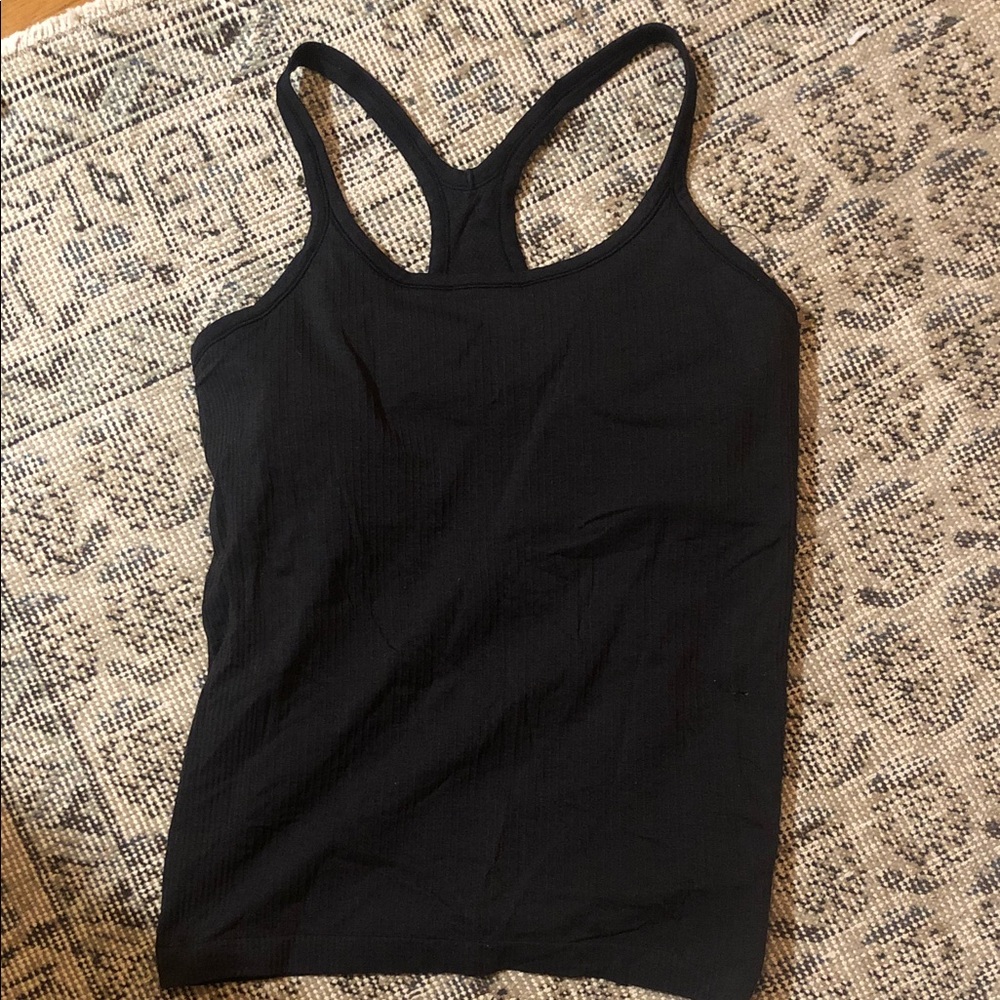 Lululemon New tags off DEFECT  Women's Black Racerback ribbed Tank Top shelf bra